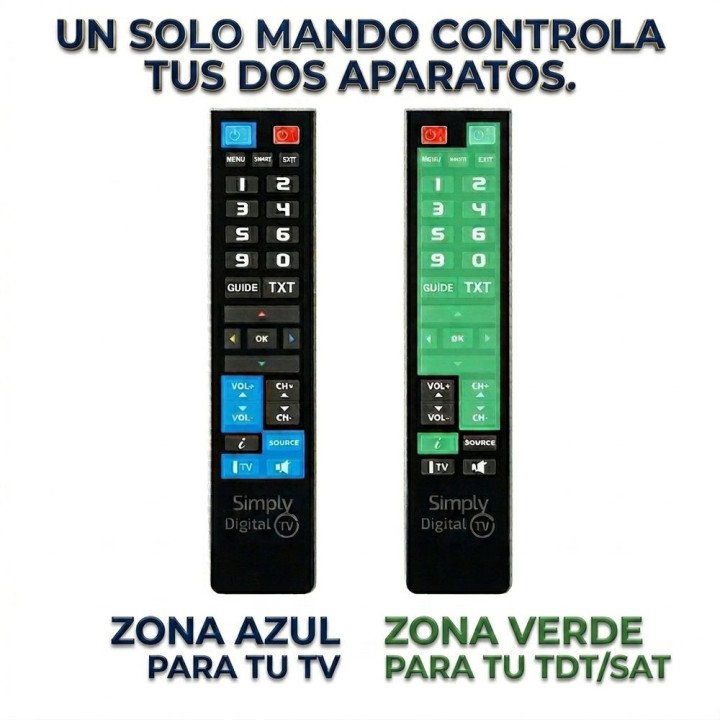 Mando fácil Simply Digital TV 2 en 1 (TV + TDT) | Para mayores, ya programado | man2.es